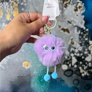 Cute Purple Pompom Bag Charm Keychain